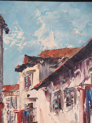 Vintage Signed Impressionist European Street Scene Oil Painting, c.1960’s