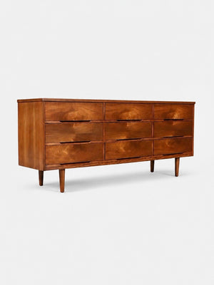 Mid Century Modern 9-Drawer Walnut Dresser by LA Period, c.1960’s