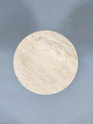 Italian Modern Travertine & Brass Side Table by Rene Brancusi, c.1960’s