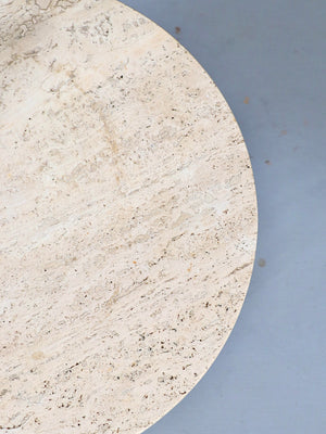 Italian Modern Travertine & Brass Side Table by Rene Brancusi, c.1960’s