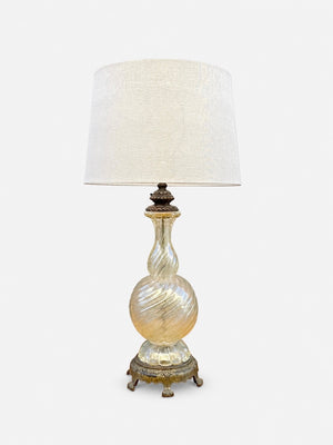 Vintage Murano Swirl Style Amber Glass Table Lamp, c.1960’s