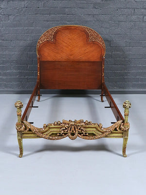 Vintage French Provincial Style Mahogany & Gilt Twin Bed Frame, c.1950’s