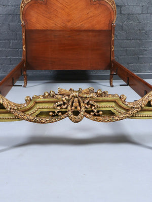 Vintage French Provincial Style Mahogany & Gilt Twin Bed Frame, c.1950’s