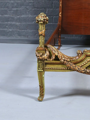 Vintage French Provincial Style Mahogany & Gilt Twin Bed Frame, c.1950’s
