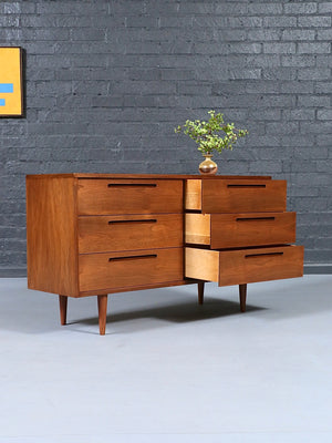 Mid Century Modern 6-Drawer Walnut Dresser, c.1960’s