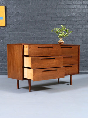 Mid Century Modern 6-Drawer Walnut Dresser, c.1960’s