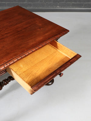 English Jacobean Revival Partner’s Writing Desk w/ Barley Twist Legs, c.1920’s