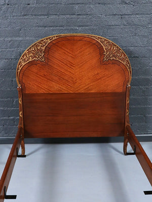 Vintage French Provincial Style Mahogany & Gilt Twin Bed Frame, c.1950’s