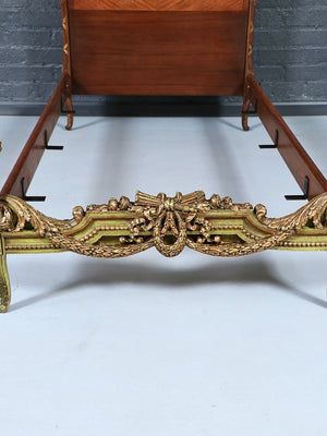 Vintage French Provincial Style Mahogany & Gilt Twin Bed Frame, c.1950’s