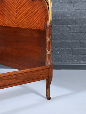 Vintage French Provincial Style Mahogany & Gilt Twin Bed Frame, c.1950’s