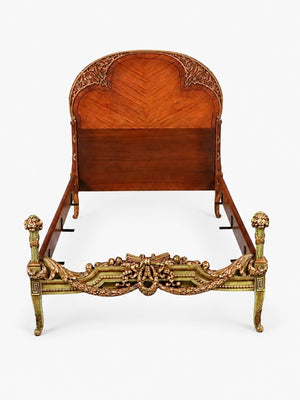 Vintage French Provincial Style Mahogany & Gilt Twin Bed Frame, c.1950’s