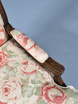 Pair of Vintage French Louise XV Style Floral Upholstered Lounge Chairs, c.1960’s
