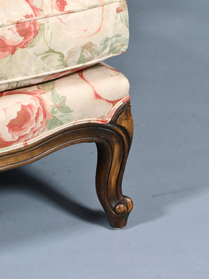Pair of Vintage French Louise XV Style Floral Upholstered Lounge Chairs, c.1960’s