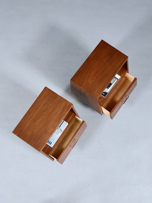 Pair of Mid Century Modern Walnut Night Stands w/ Bookcase by Kroehler, c.1950’s