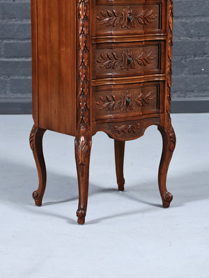Pair of Louis XV Style Carved-Wood & Portoro Black Marble Top Night Stands, c.1950’s