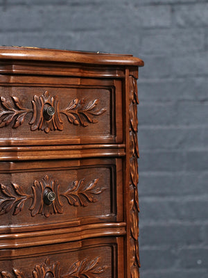 Pair of Louis XV Style Carved-Wood & Portoro Black Marble Top Night Stands, c.1950’s
