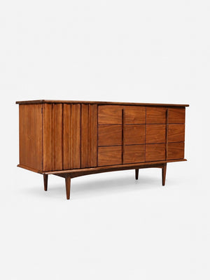 Mid Century Modern Sculpted Walnut Dresser by United Furniture, c.1950’s