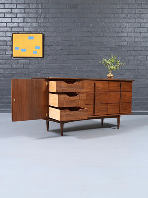 Mid Century Modern Sculpted Walnut Dresser by United Furniture, c.1950’s