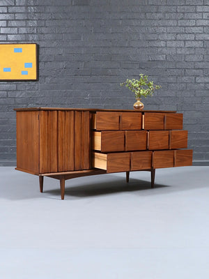 Mid Century Modern Sculpted Walnut Dresser by United Furniture, c.1950’s