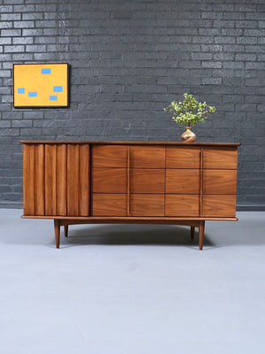 Mid Century Modern Sculpted Walnut Dresser by United Furniture, c.1950’s