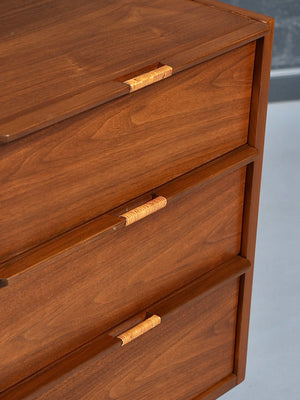 Mid Century Modern 9-Drawer Walnut w/  Cane Pulls, c.1960’s