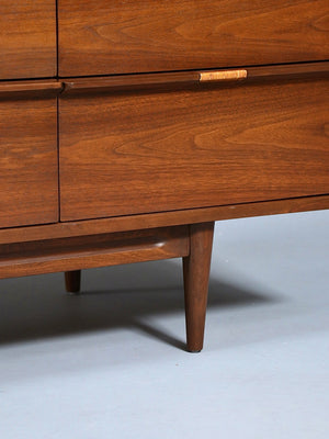 Mid Century Modern 9-Drawer Walnut w/  Cane Pulls, c.1960’s