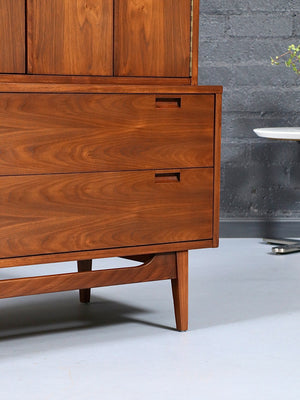 Mid-Century Modern Walnut Highboy Dresser by American of Martinsville, c.1960’s
