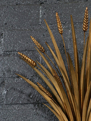 Pair of Italian Hollywood Regency Gilt Metal Wheat Sheaf Candle Wall Sconces, c.1950’s