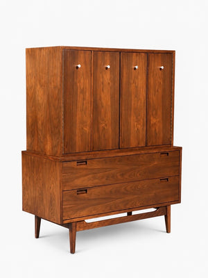 Mid-Century Modern Walnut Highboy Dresser by American of Martinsville, c.1960’s