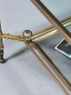 French Neoclassical Louis XVI Style Brass & Glass Coffee Table, c.1960’s