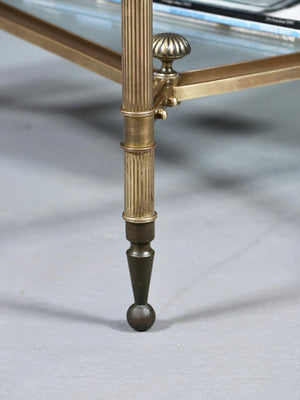 French Neoclassical Louis XVI Style Brass & Glass Coffee Table, c.1960’s
