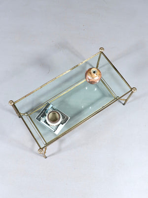 French Neoclassical Louis XVI Style Brass & Glass Coffee Table, c.1960’s