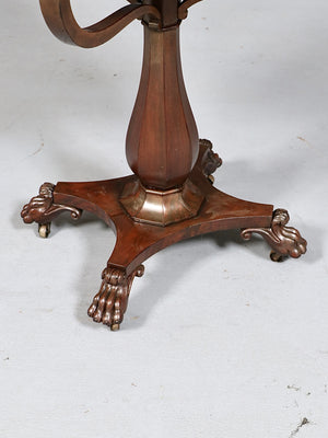 Antique American Empire Flame Mahogany End Table w/ Paw Feet, c.1900’s