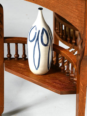 Arts & Crafts Carved Oak Side Table w: Magazine Rack, c.1950’s