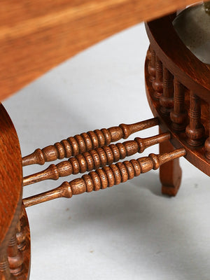 Arts & Crafts Carved Oak Side Table w: Magazine Rack, c.1950’s