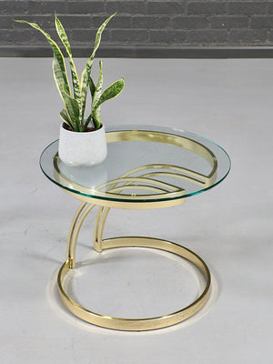 Vintage Postmodern Floating Brass & Glass Side Table, c.1970’s