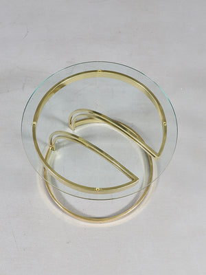 Vintage Postmodern Floating Brass & Glass Side Table, c.1970’s