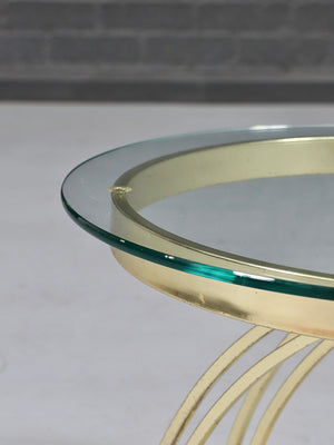 Vintage Postmodern Floating Brass & Glass Side Table, c.1970’s