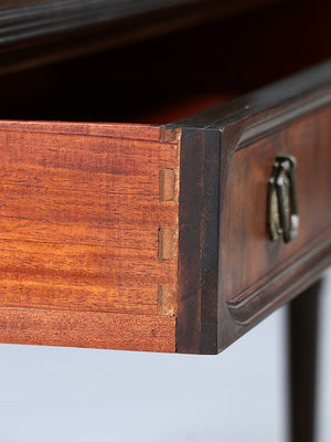 Antique English Sheraton Revival Mahogany & Glass Display Cabinet with Key, c.1920's