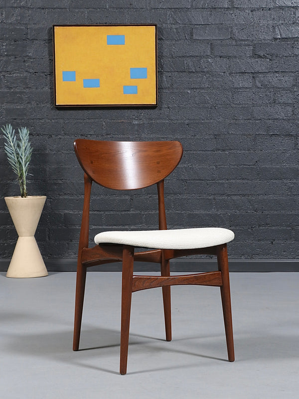 Set of 4 Mid-Century Modern Sculpted Walnut & Tweed Dining Chairs, c.1960’s