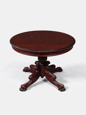 American Empire Mahogany Carved Dining Table w/ Paw Feet, c.1940’s