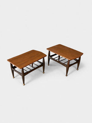 Pair of Mid-Century Modern Side Tables w/ Magazine Shelves, c.1960’s