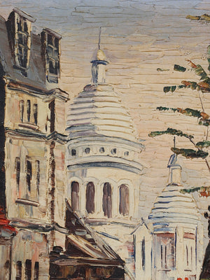 Signed 1962 Vintage Impasto Paris Street Scene Oil Painting by H. Matray