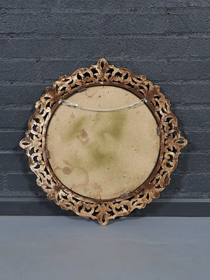 Italian Florentine Rococo Revival Giltwood Round Wall Mirror, c.1950’s