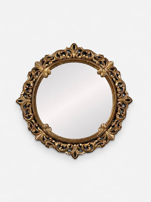 Italian Florentine Rococo Revival Giltwood Round Wall Mirror, c.1950’s