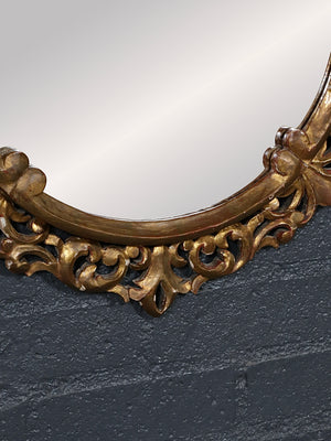 Italian Florentine Rococo Revival Giltwood Round Wall Mirror, c.1950’s