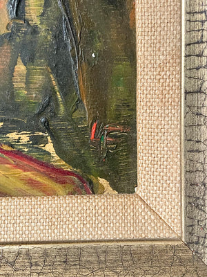 Vintage Signed Abstract Expressionism Oil Painting, Head Study by Leo Fred, c.1960’s