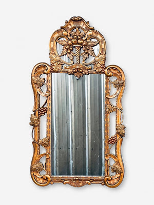 Italian Baroque Style Giltwood Mirror with a Carved Grape & Vine Motif, c.1930’s