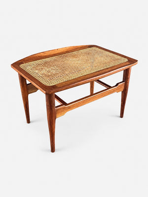 Mid-Century Modern Sculpted Walnut & Cabe Stool, c.1960’s