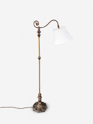 Antique Iron Floor Lamp with Original Shade, c.1930’s